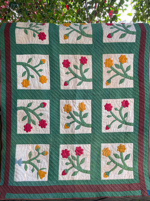 19th Century Roses & Buds Applique Quilt