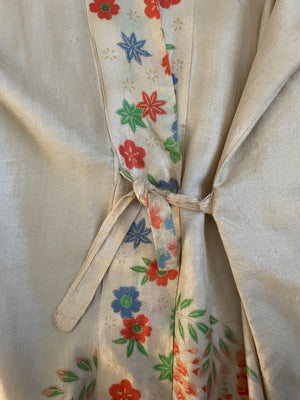 1920s Pongee Silk Tie Waist Robe