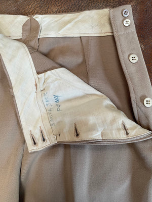 Western 1940s Wool-Gabardine Side Button Pants
