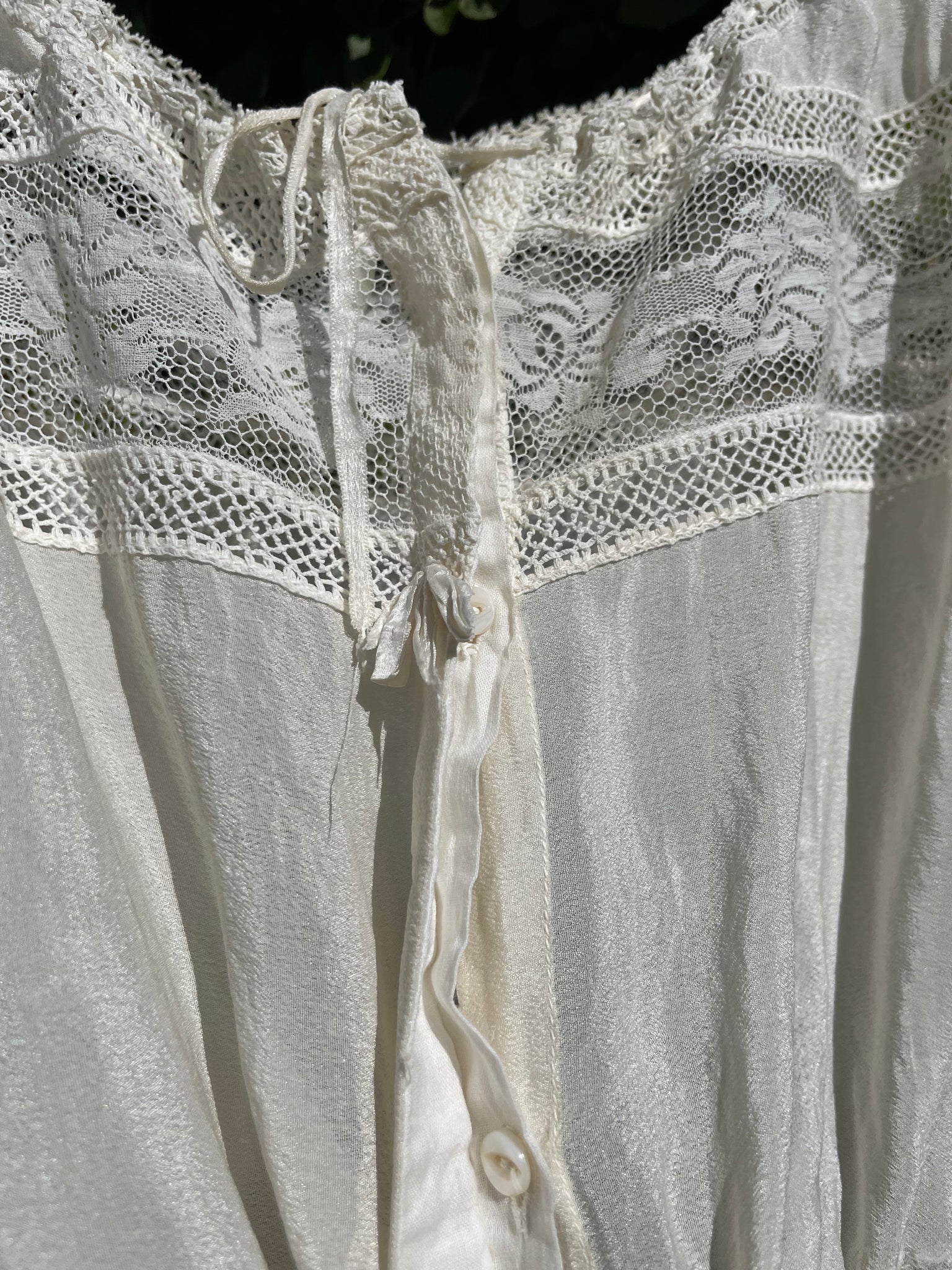 Edwardian Silk Crepe Lace Yoke Corset Cover