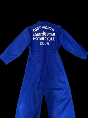 RARE ‘Ruth’ ( His + Hers ) Ladies 1930s/1940s Indigo Chain Stitched ' Fort Worth Lone Star Motorcycle Club' Coveralls