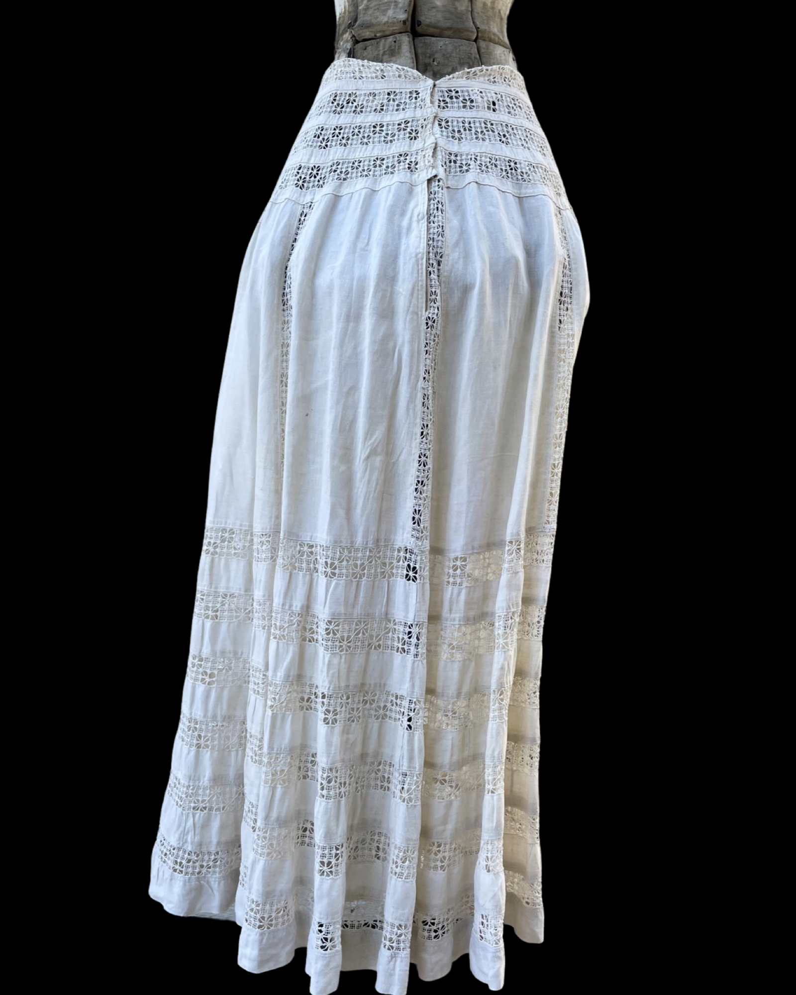 Antique Edwardian Cutwork Linen Walking Skirt