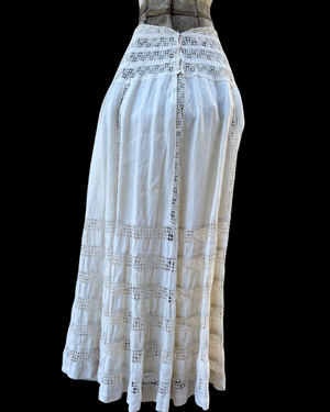 Antique Edwardian Cutwork Linen Walking Skirt