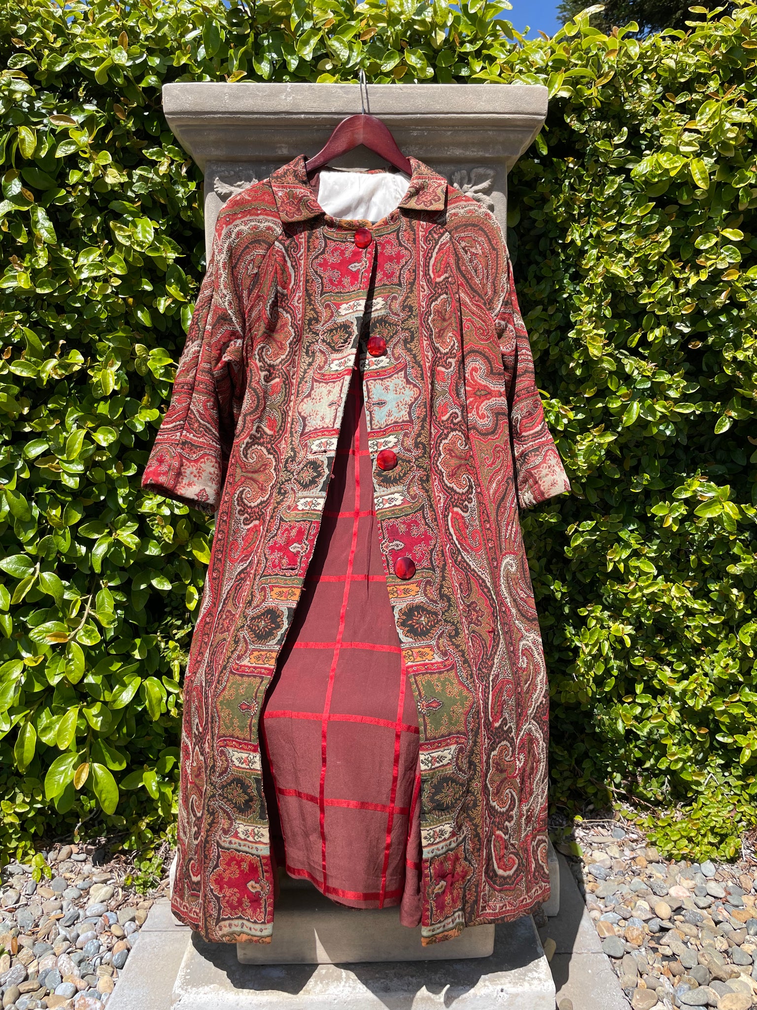 Mid Century Antique Paisley Shawl Turned Coat