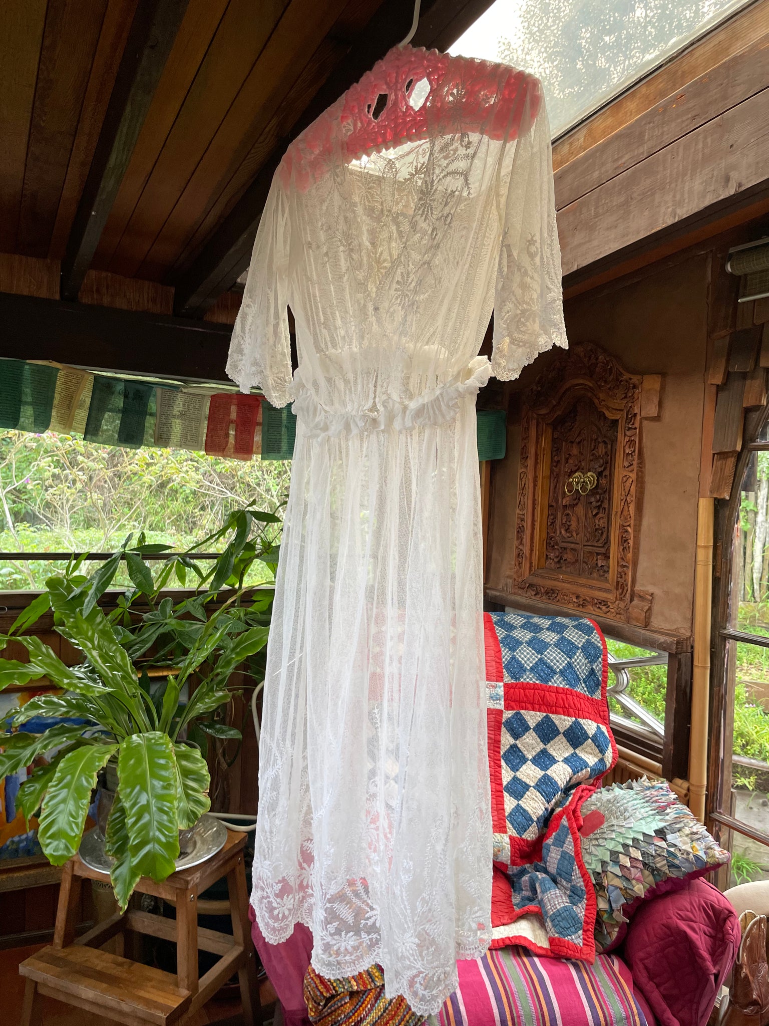 1917 Edwardian Embroidered Net Garden Dress