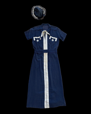 1930s Navy Swiss Dot 3 Piece Dress Set