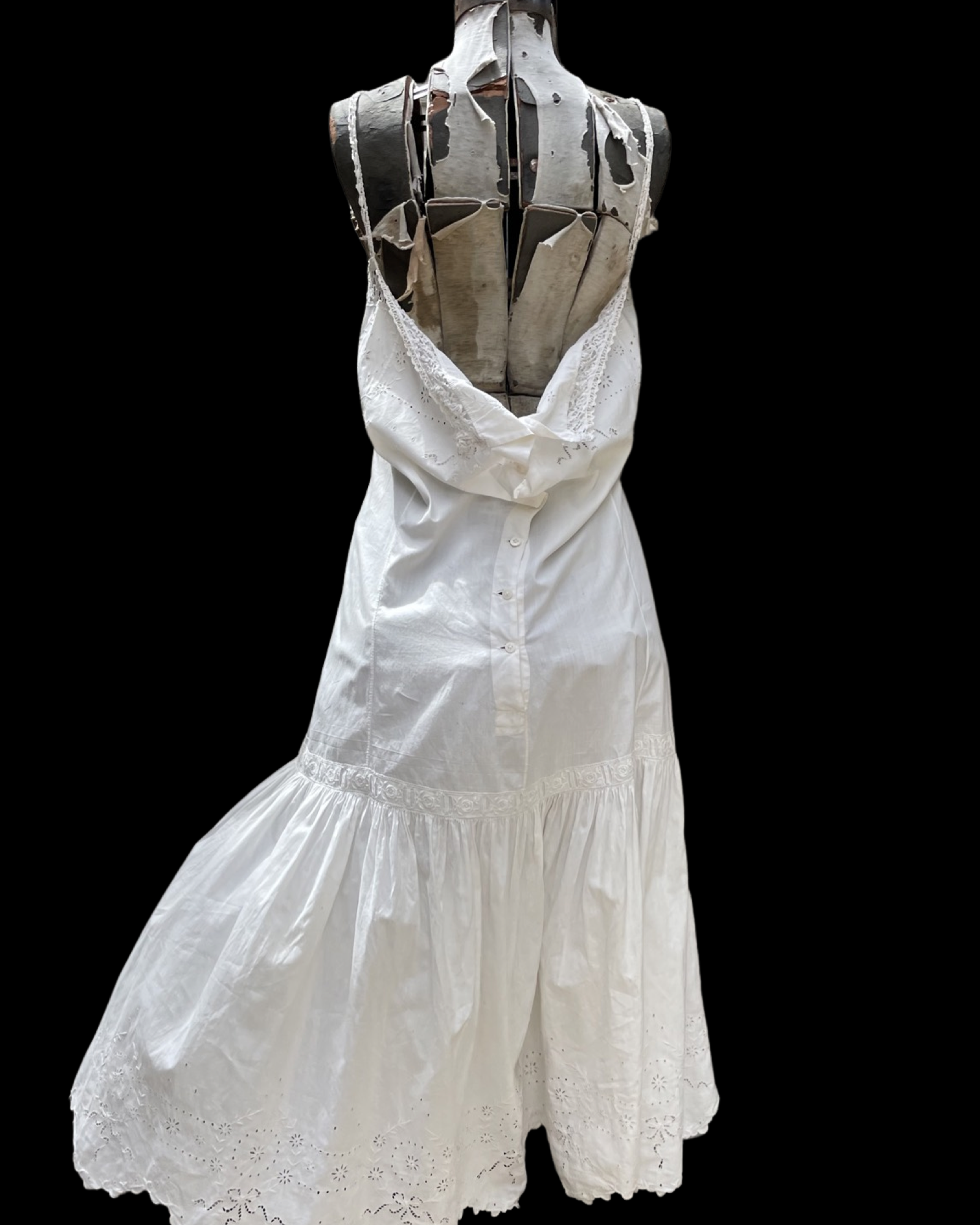 Edwardian Pigeon Breast Eyelet Cotton Slip Dress