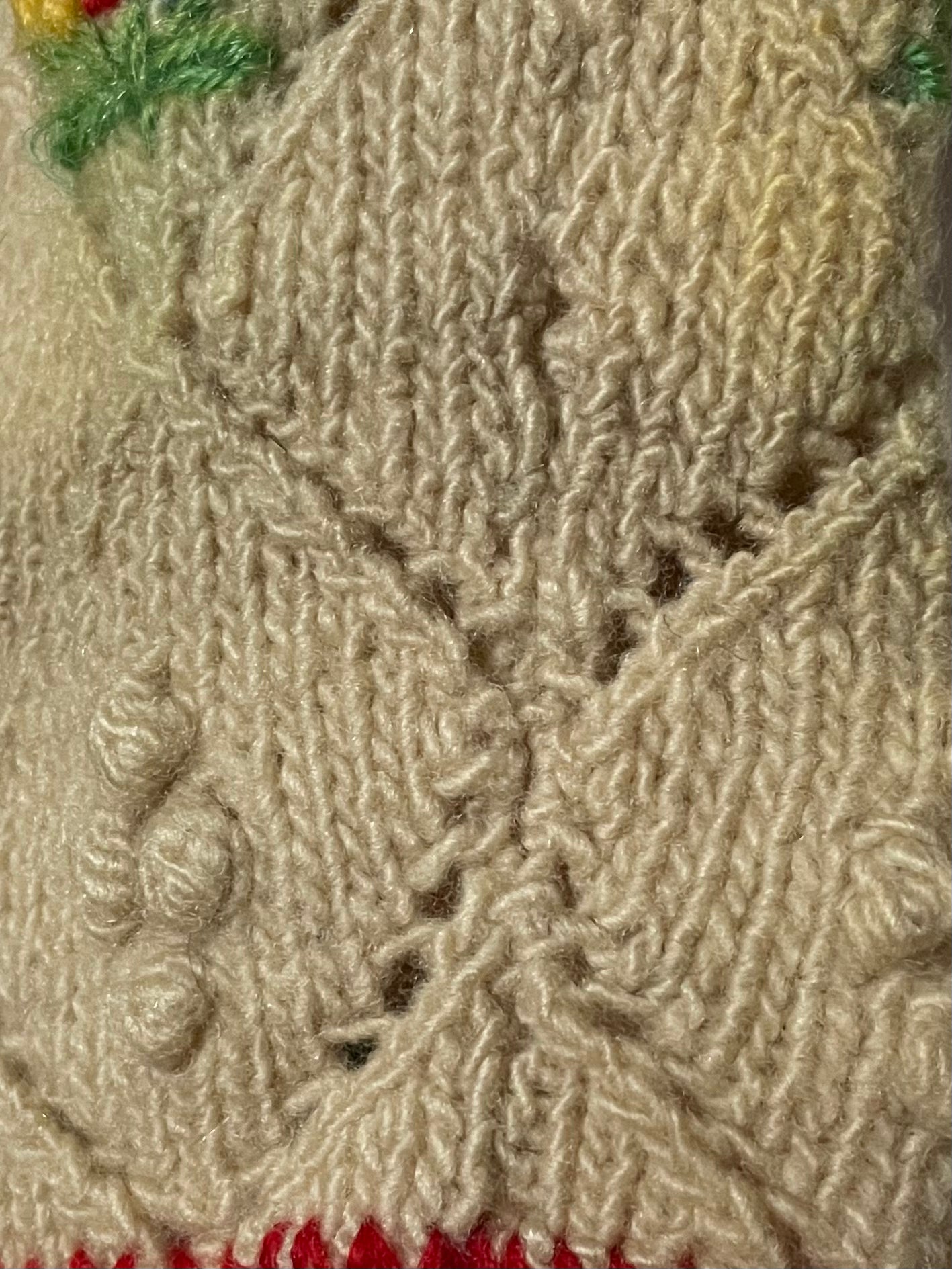 1930s Pocorn Wool Knit Folk Puff Sleeve Cardigan