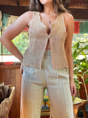 19th C Japanese Hand Knit Silk Farmers Vest