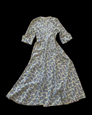 1940s Floral Wrap House Dress