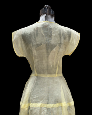 1930s/40s Baby Yellow Organdy Maxi Dress