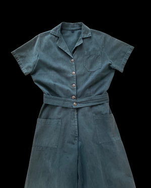Rare WWII Era Ladies Workwear Belted Cotton Twill Coveralls