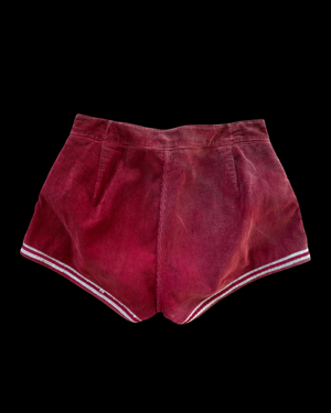 1940s Burgundy Wide Wale Corduroy Athletic Shorts