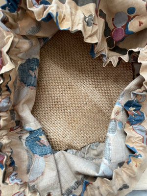 Antique French Printed Cotton Drawstring Bag