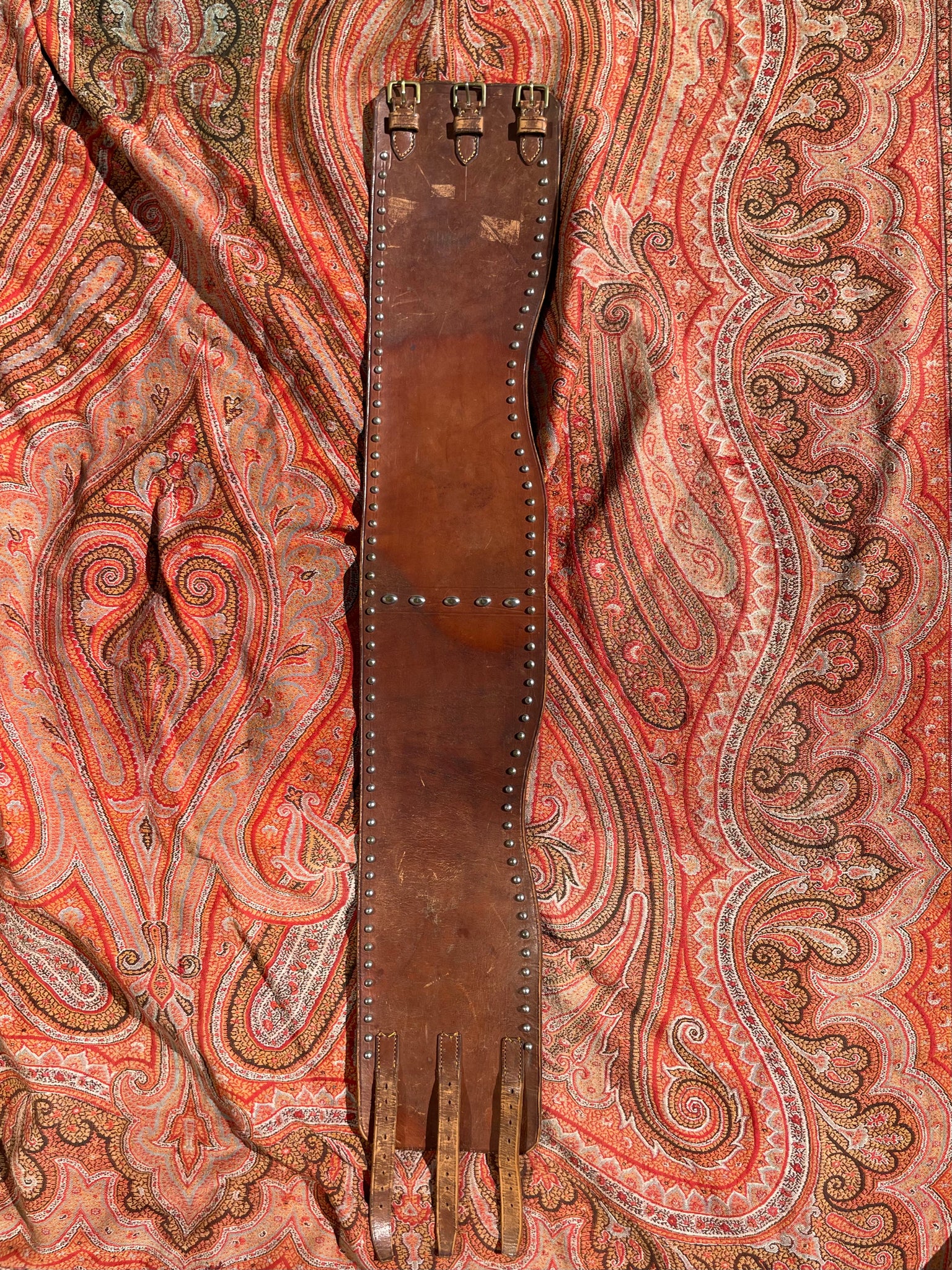 1930s-1940s Studded Leather Kidney Belt
