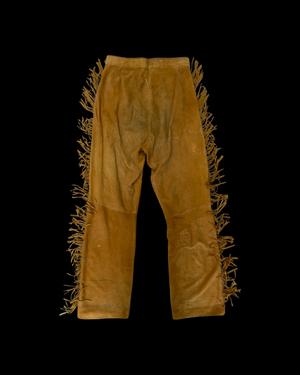 1940s Leather Fringe Western Side Zip Pants