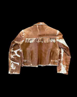 Rare 1940s Pony Hair Side Buckle Western Fringe Cropped Jacket