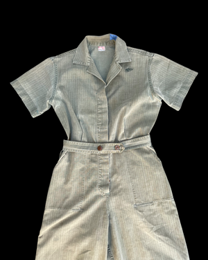 RARE WWII Era Women's Workwear HBT Coveralls Button Back