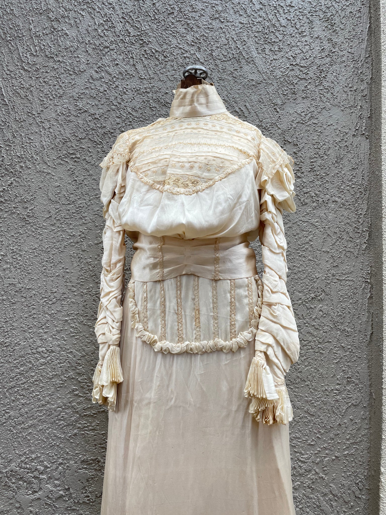 Rare 1890-1900s Two Piece Silk Wedding Ensemble Gown Jacket