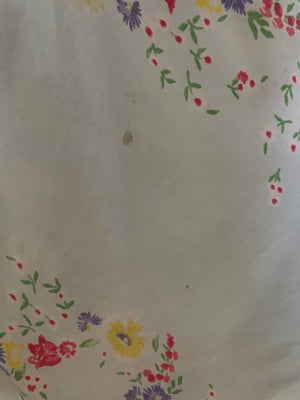 1930s Floral Printed Silk Rayon Bias Cut Slip Dress