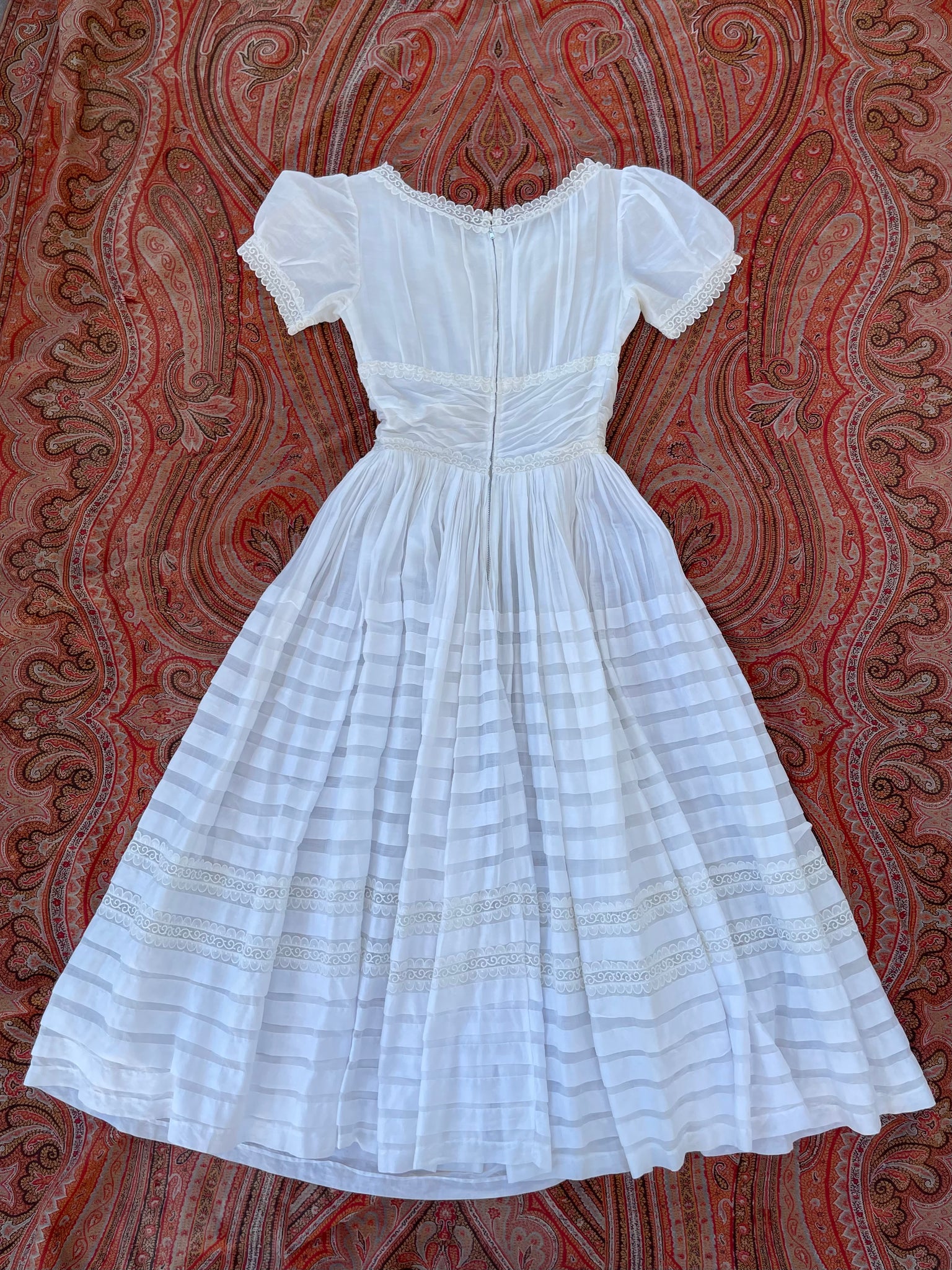 1940s Shirred Cotton Prairie Dress