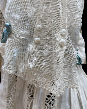 Rare Edwardian Densely Embroidered Silk/Linen Wedding Gown