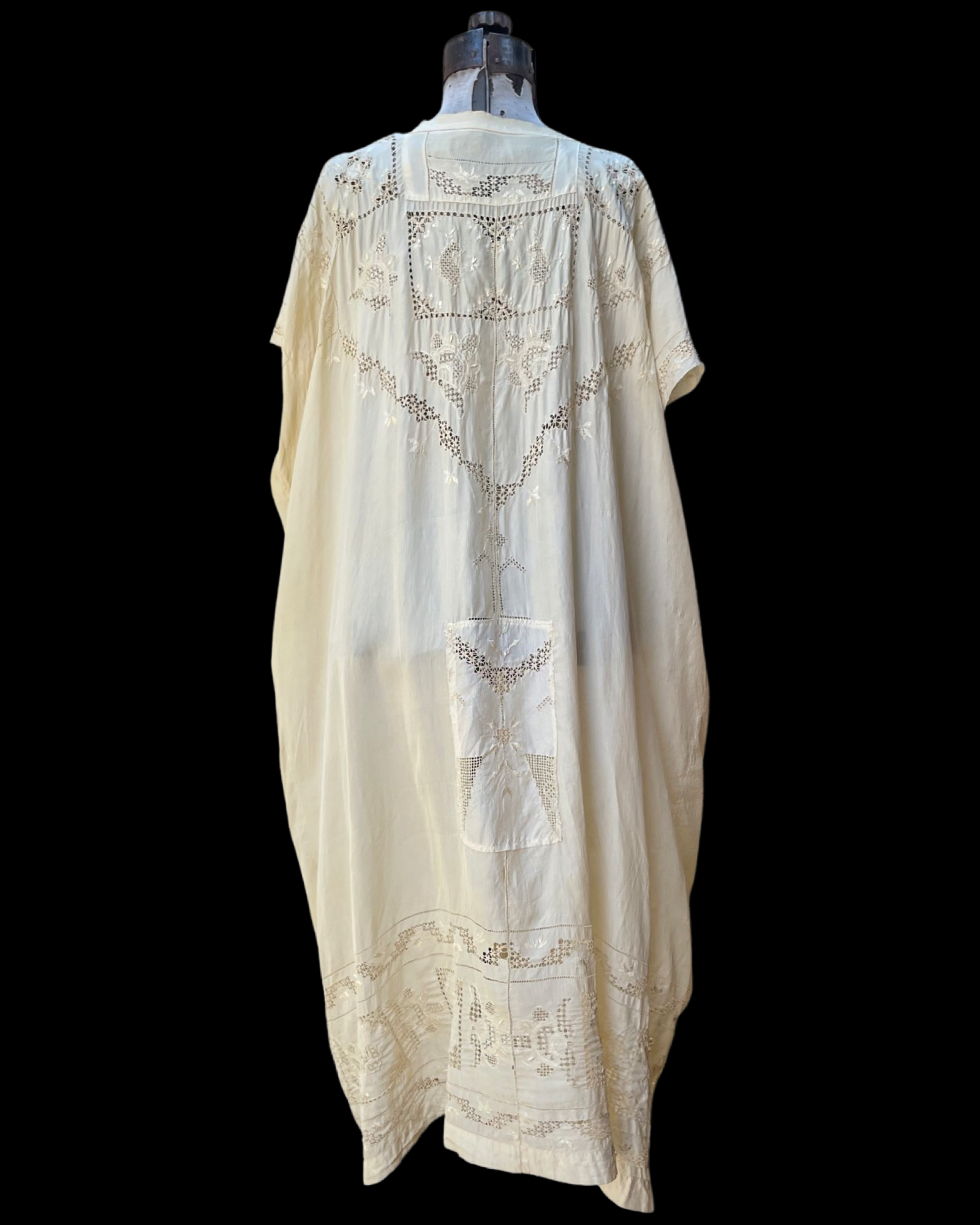 1920s Cutwork & Embroidered Robe/ Caftan