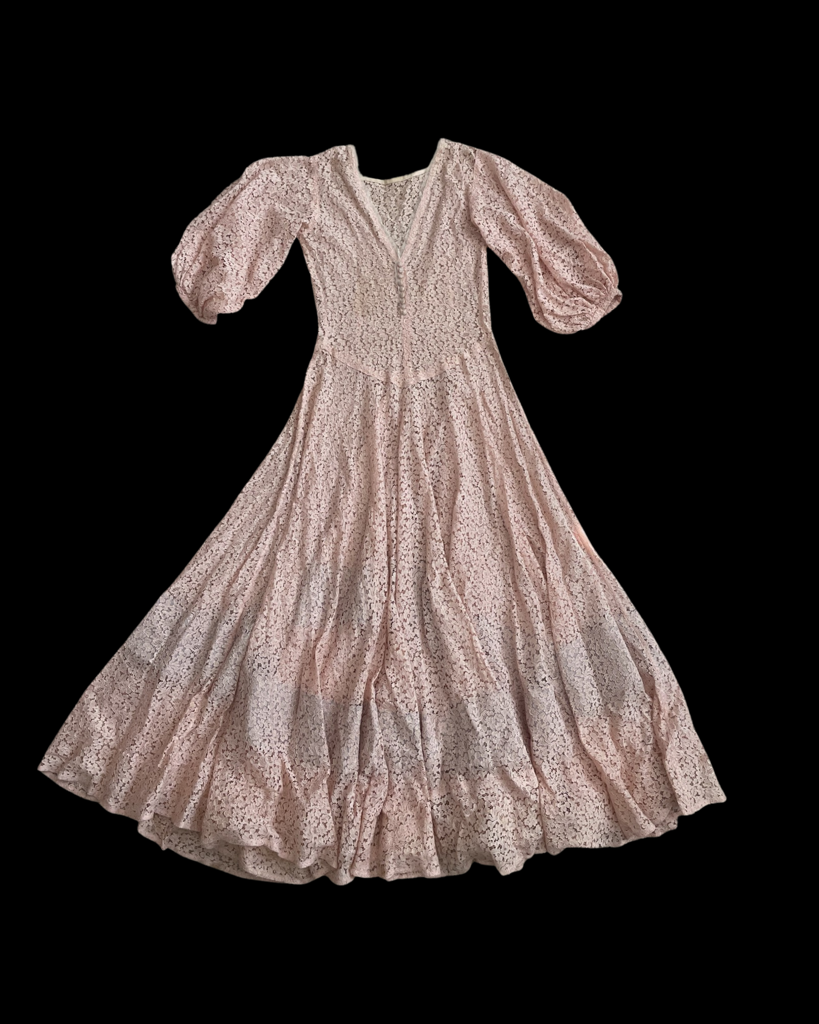 1930s Pale Pink Balloon Sleeve Dress