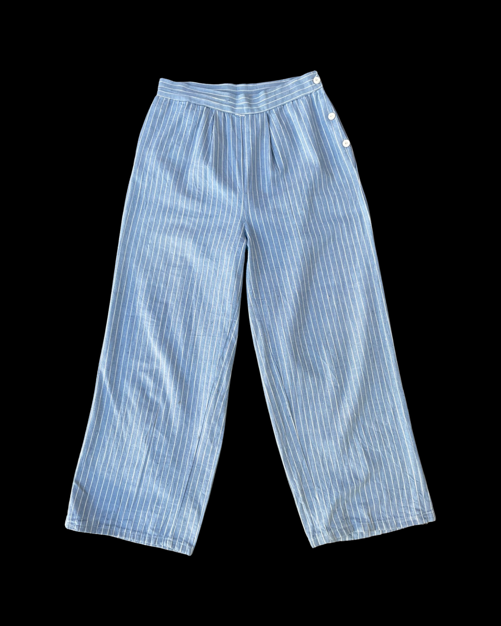 Reserved - Rare 1930s/40s Deadstock Striped Chambray Side Button Pants