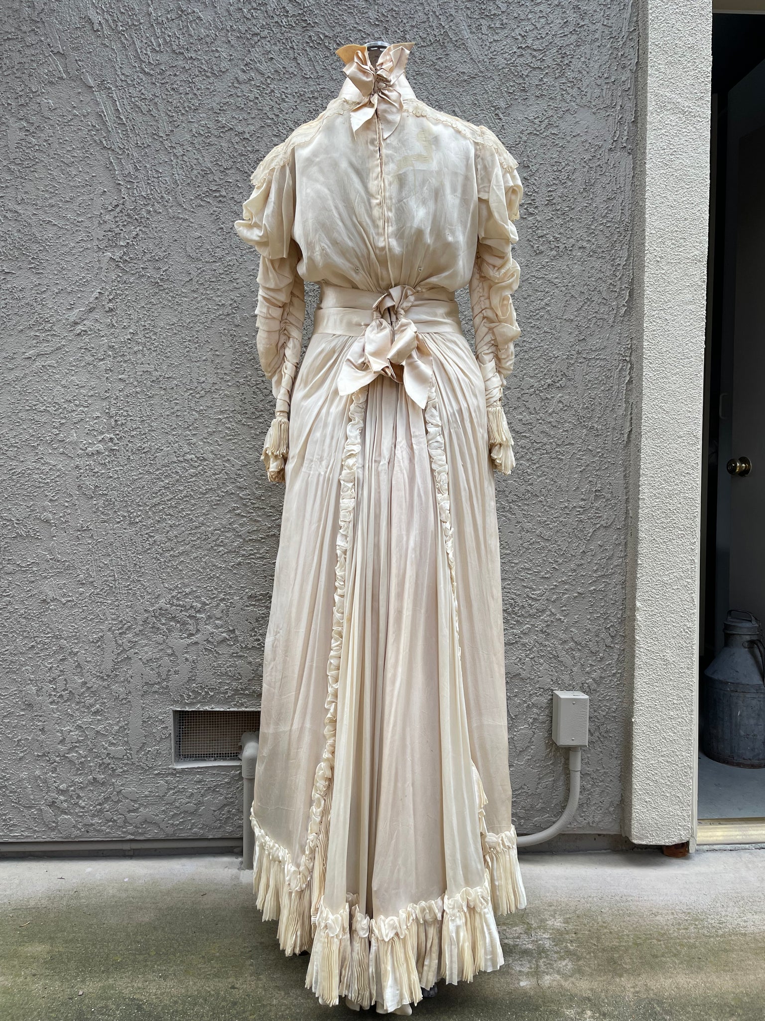 Rare 1890-1900s Two Piece Silk Wedding Ensemble Gown Jacket