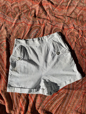 1950s Ticking Stripe Western Side Zip Shorts