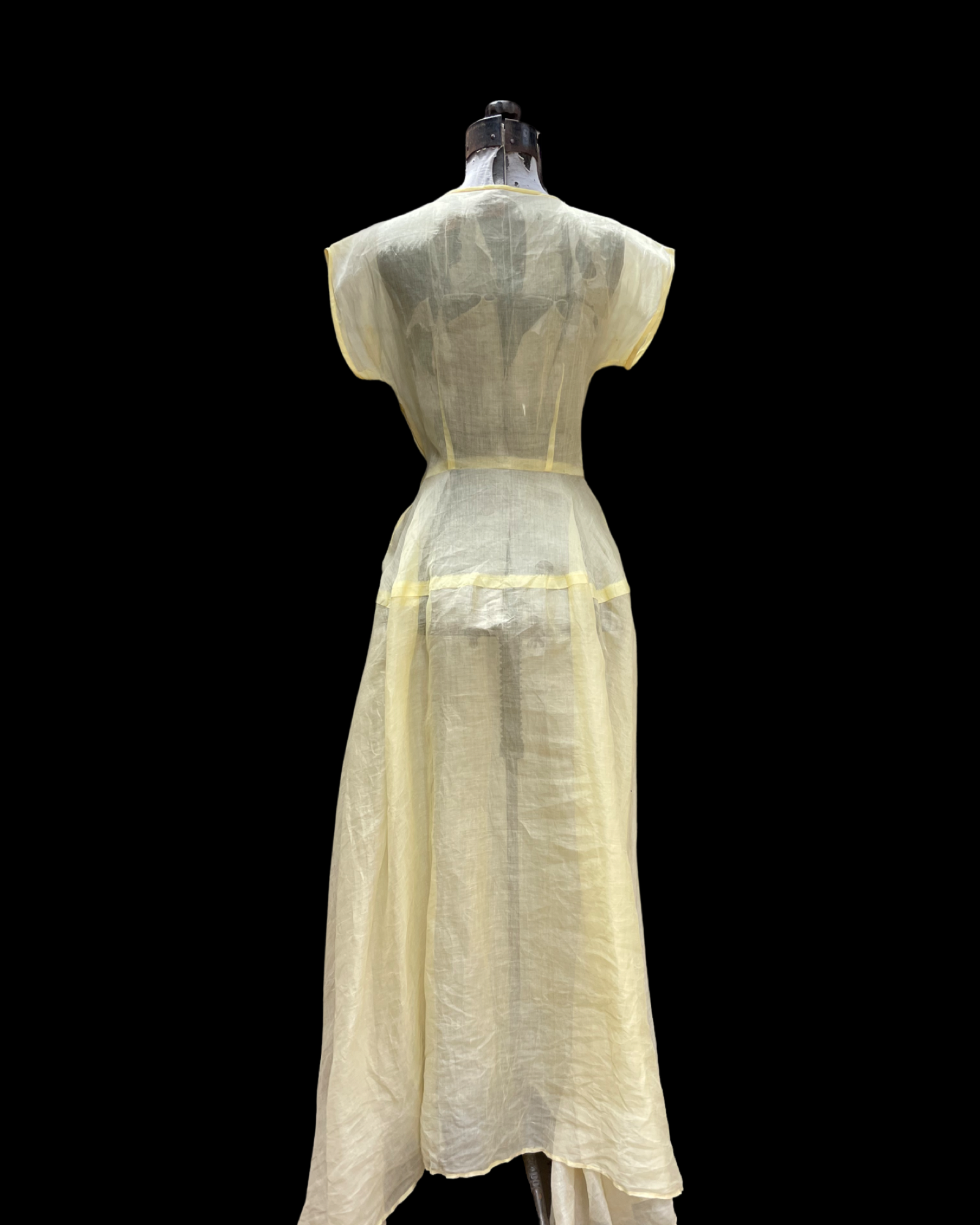 1930s/40s Baby Yellow Organdy Maxi Dress