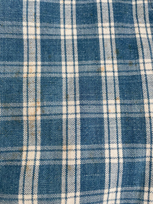 RARE Turn Of The Century Homesewn Indigo Homespun Gingham Biaude Style Smock