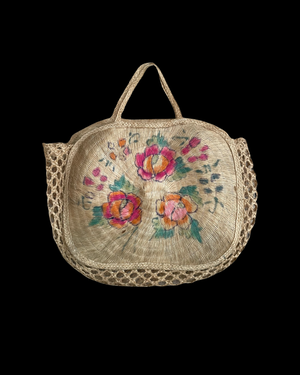 1940s Hand Painted Straw Bag