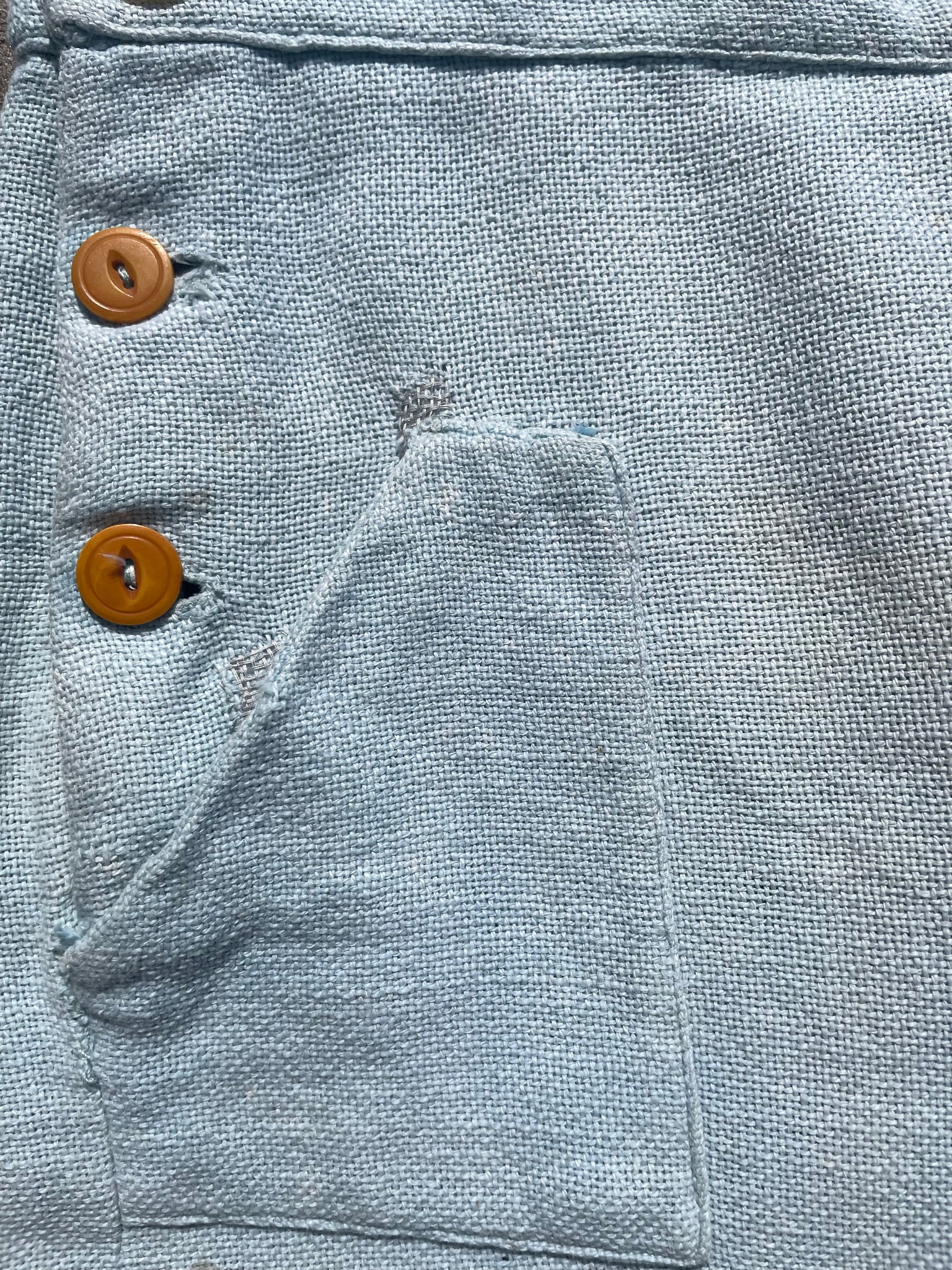 Rare 1930s Cornflower Blue Fall Front Linen Pants