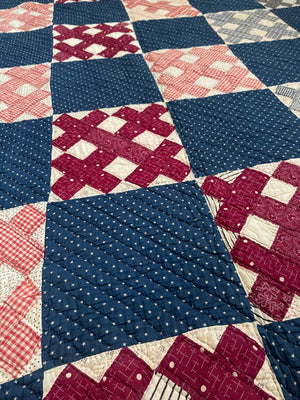Early 1900s  Calico Patchwork Hand Stitched Quilt