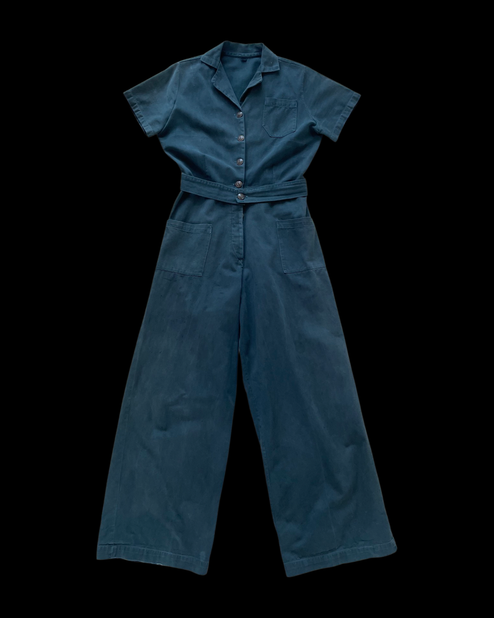 Rare WWII Era Ladies Workwear Belted Cotton Twill Coveralls