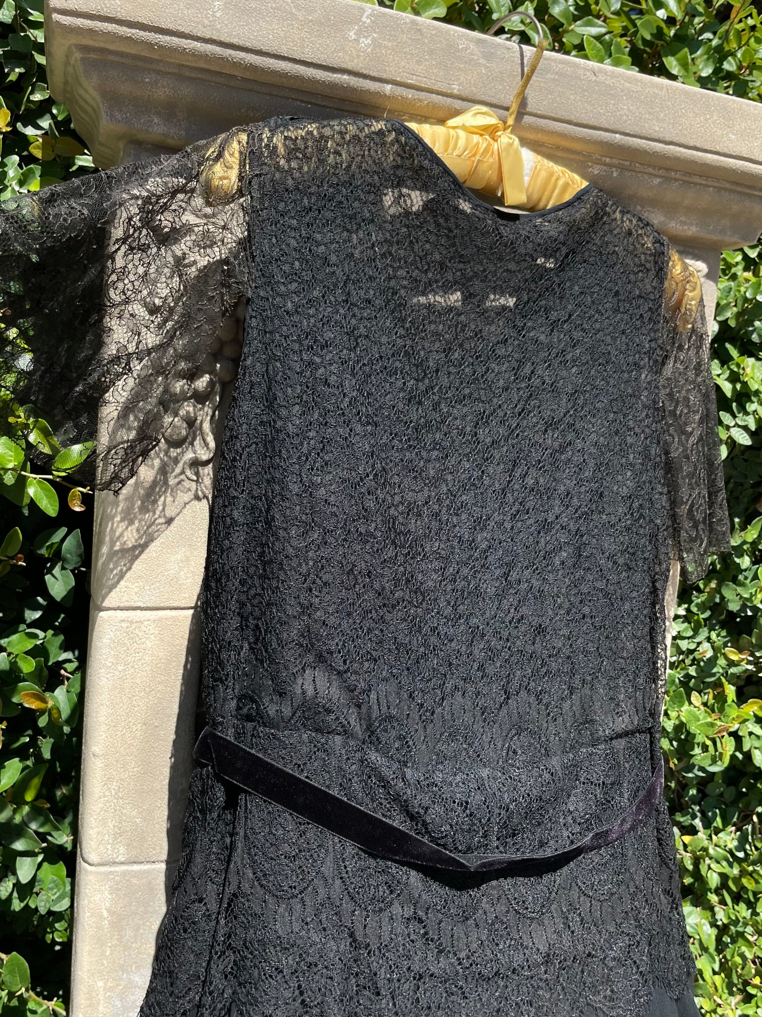 1918 French Flutter Sleeve Drop Waist Lace & Chiffon Dress
