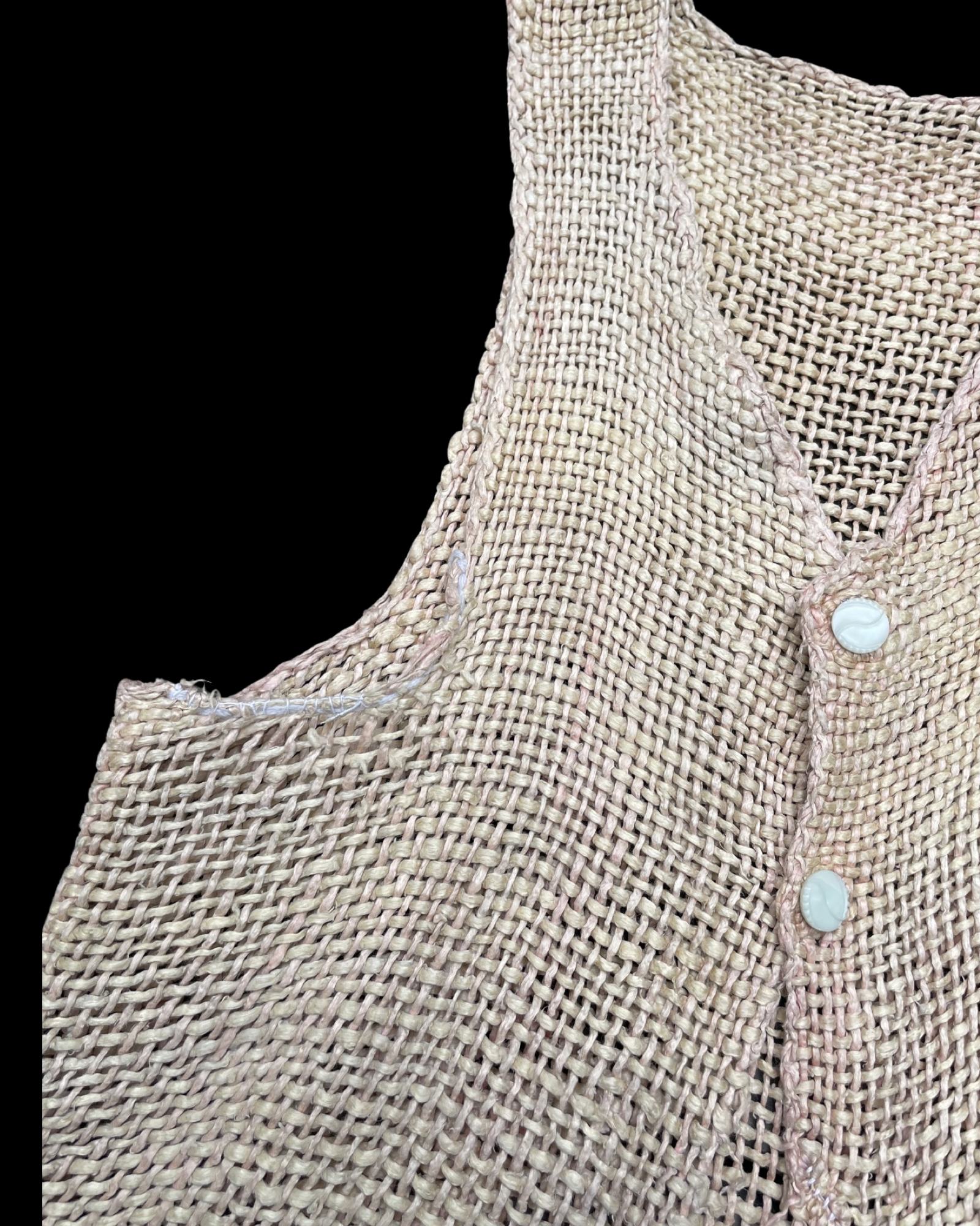 19th C Japanese Hand Knit Silk Farmers Vest