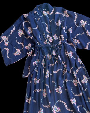 Antique 1910s/20s Floral Silk Dressing Gown