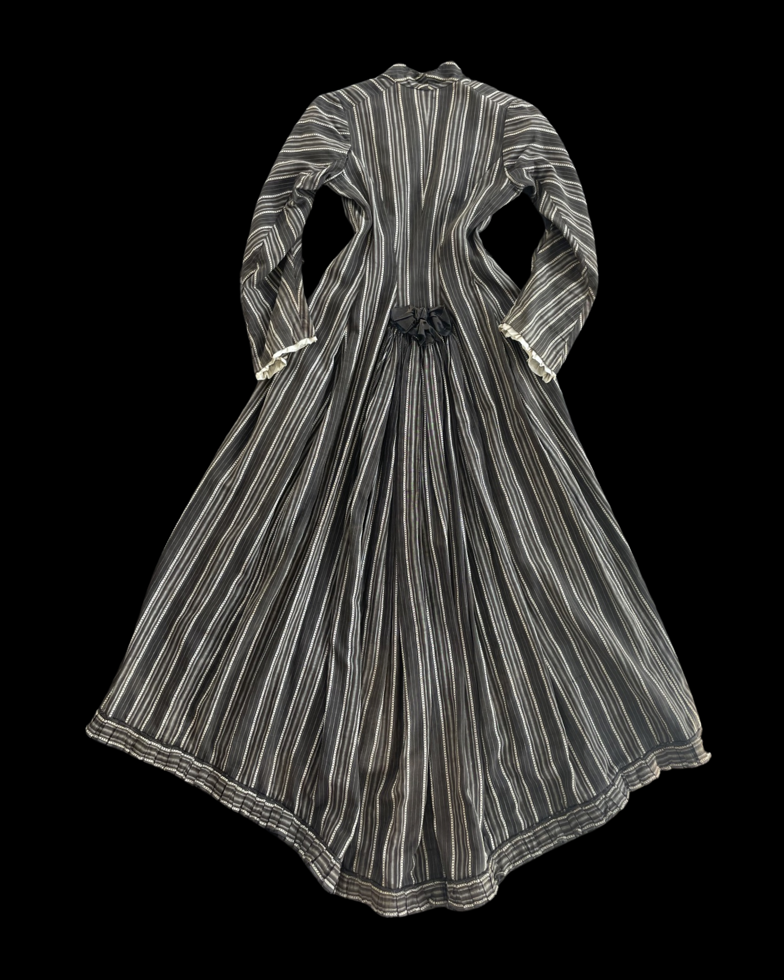 1880s Striped Calico Day Dress