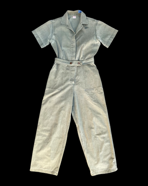 RARE WWII Era Women's Workwear HBT Coveralls Button Back