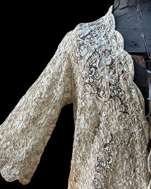 Antique Ecru Lace Soutache Robe Style Jacket