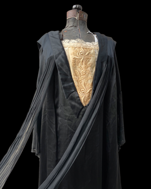 1920s Silk Satin Bell Sleeve Gown