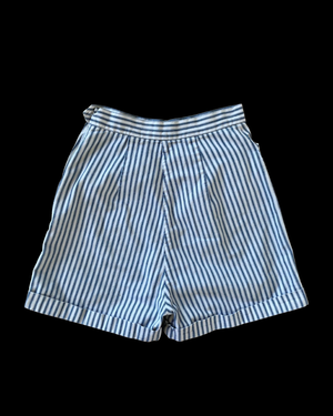 1950s Ticking Stripe Cuffed Side Zip Shorts