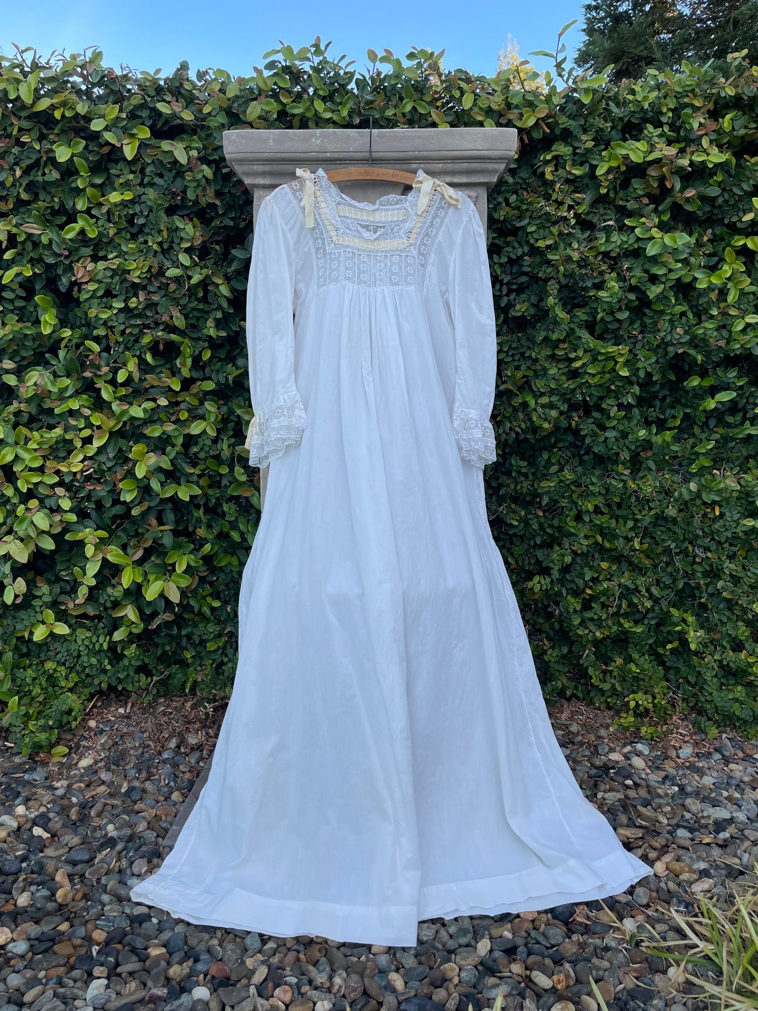 Antique Edwardian Cotton & Lace Boudoir Gown