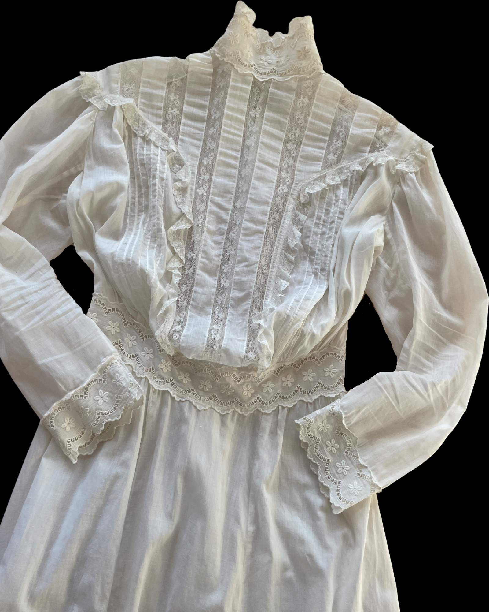 Edwardian Cotton Lawn Eyelet Prairie Dress