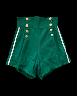 1940s Kelly Green Fall Front Sportswear Shorts