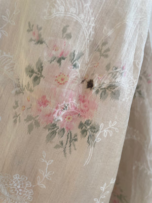Antique Edwardian Watercolor Springtime Floral Gown