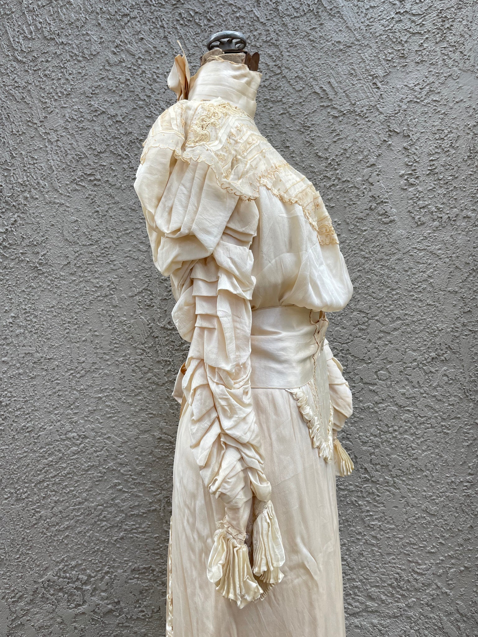 Rare 1890-1900s Two Piece Silk Wedding Ensemble Gown Jacket